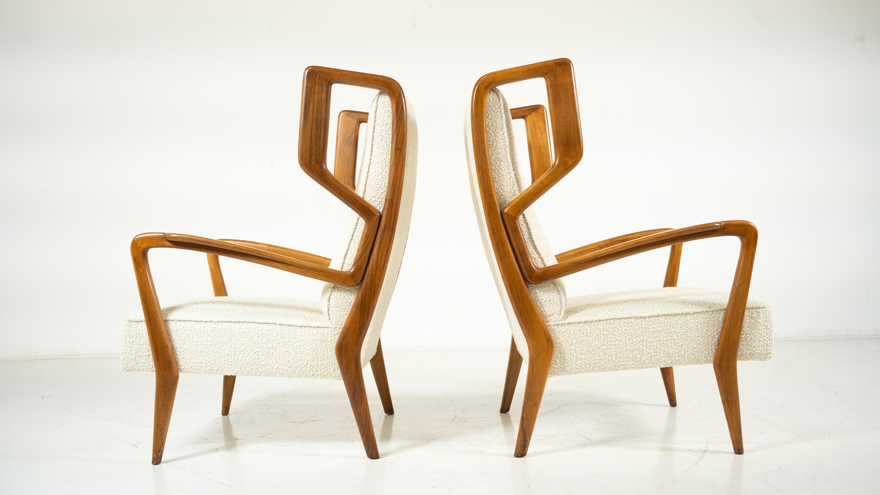 Mid-Century Modern Highback Amrchairs by Orlando Orlandi, Italy, 1950s