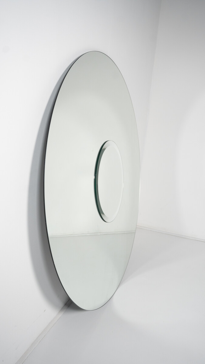 Mid-Century Modern Large Round Mirror, Italy 