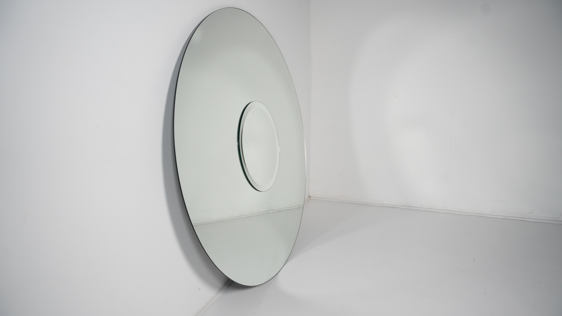 Mid-Century Modern Large Round Mirror, Italy 