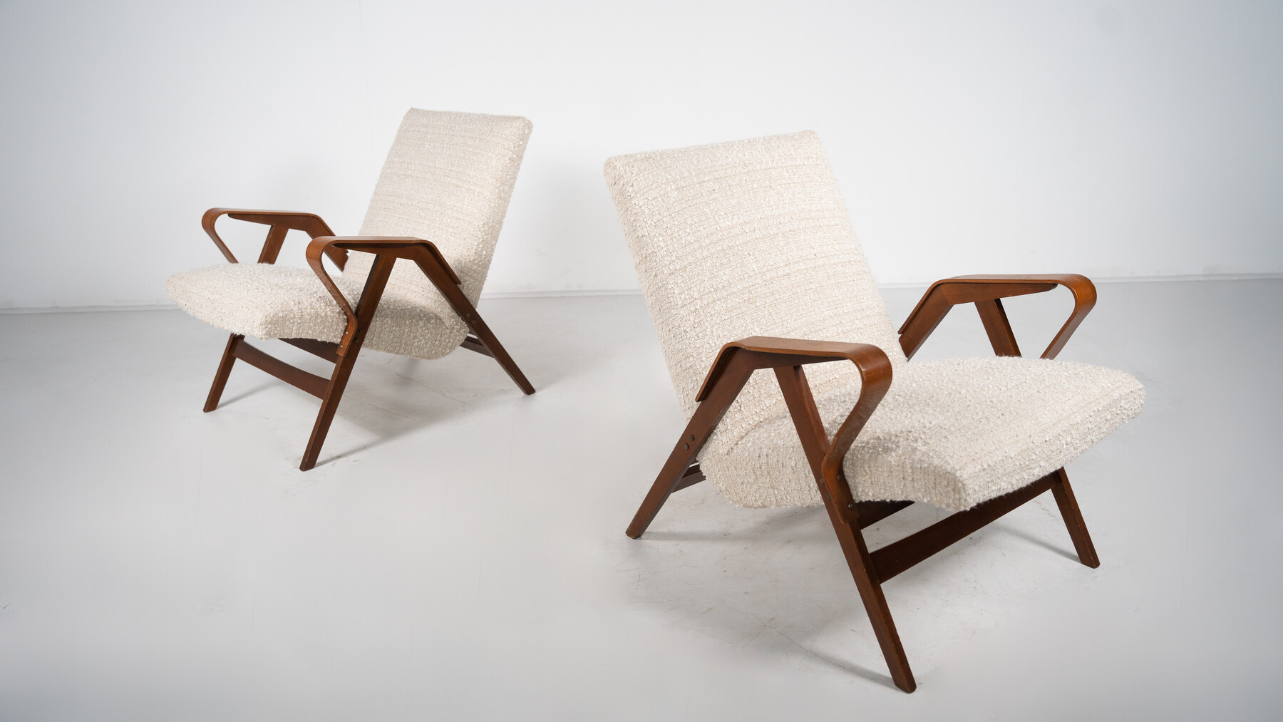 Mid-Century Modern Pair of Armchairs, Austria, 1950s - New Upholstery