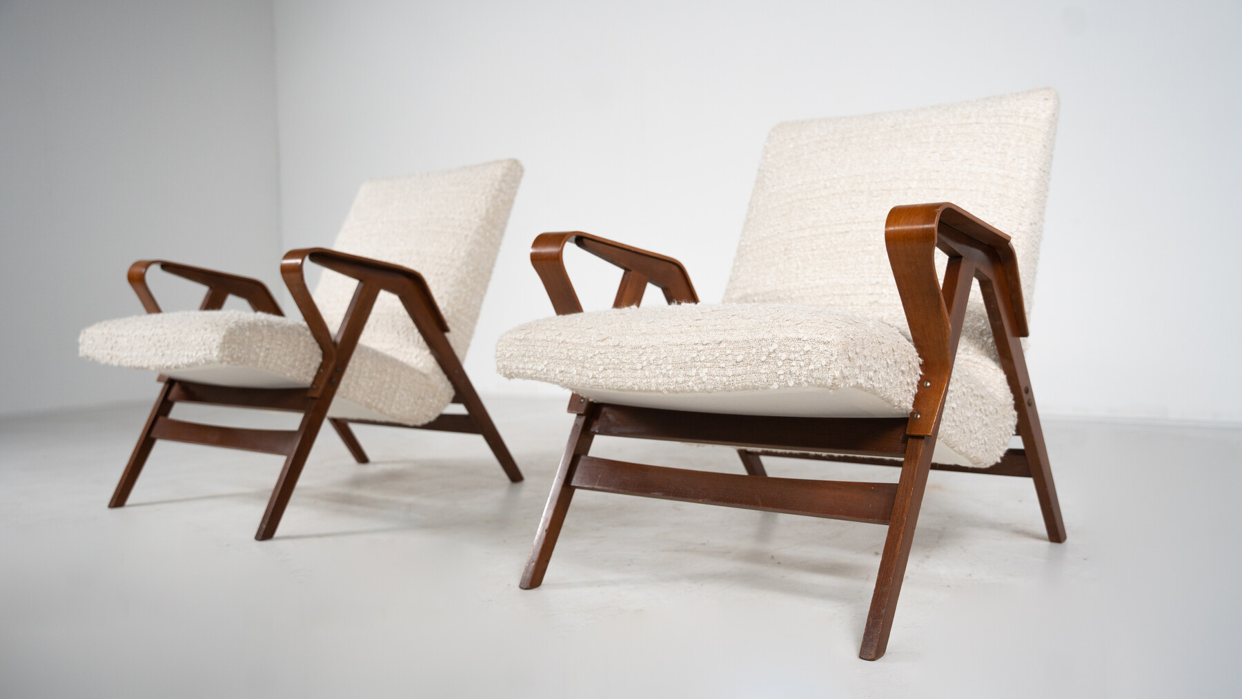 Mid-Century Modern Pair of Armchairs, Austria, 1950s - New Upholstery