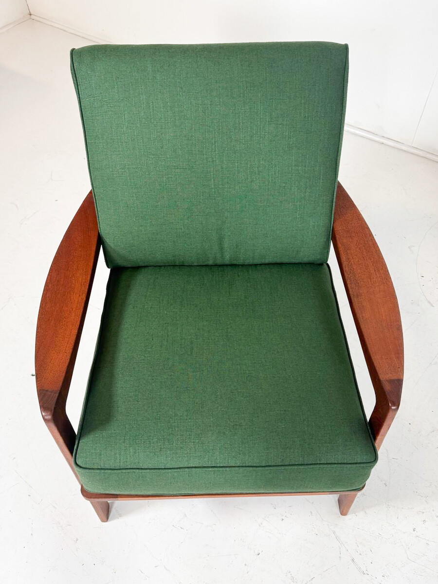 Mid-Century Modern Pair of Armchairs, Wood and Fabric,1960s - New Upholstery