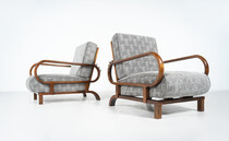 Mid-Century Modern Pair of Art Deco Armchairs ( With Reclining Back)