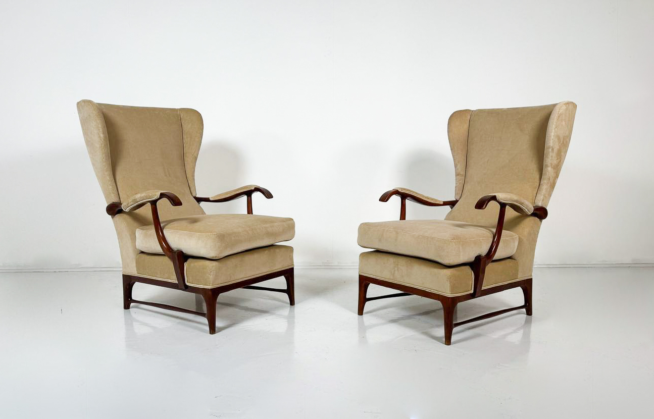 Mid-Century Modern Pair of Paolo Buffa Armchairs, 1950s - New Upholstery