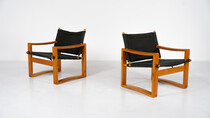 Mid-Century Modern Pair of 'Safari' Armchairs by Børge Jensen for Bernstorffsminde Møbelfabrik, Denmark, 1960s