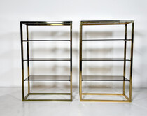 Mid-Century Modern Pair of Shelves, Glass and metal