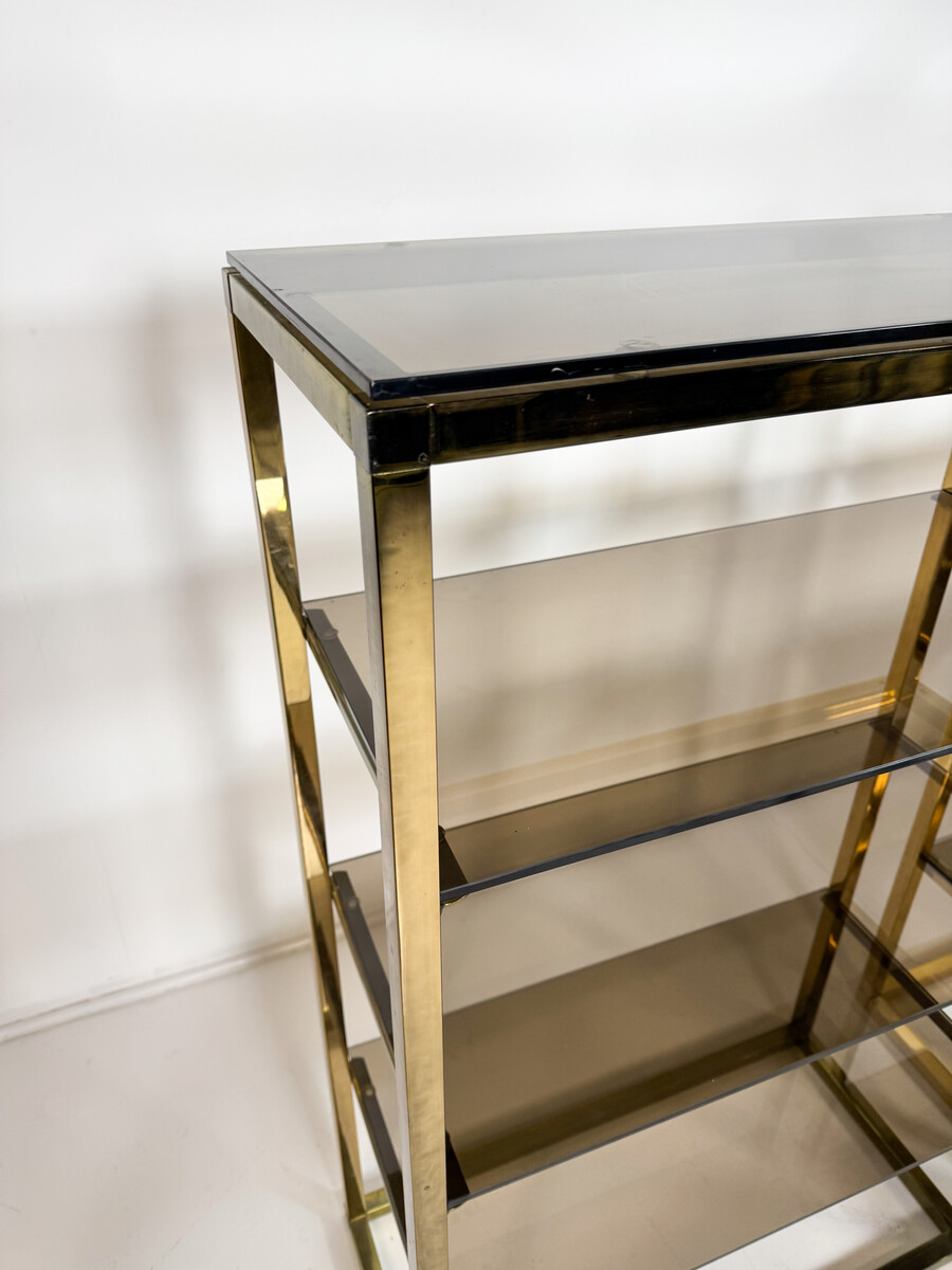 Mid-Century Modern Pair of Shelves, Glass and metal