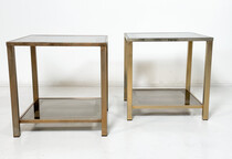 Mid-Century Modern Pair of Side Tables, Glass and Metal