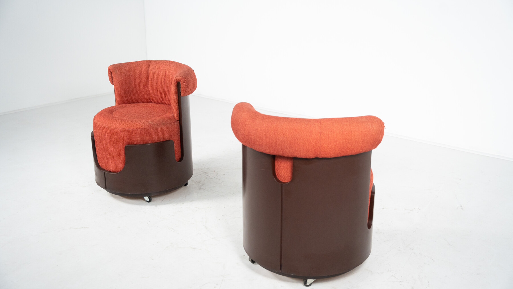 Mid-Century Modern Pair of Small Armchairs, Original fabric 