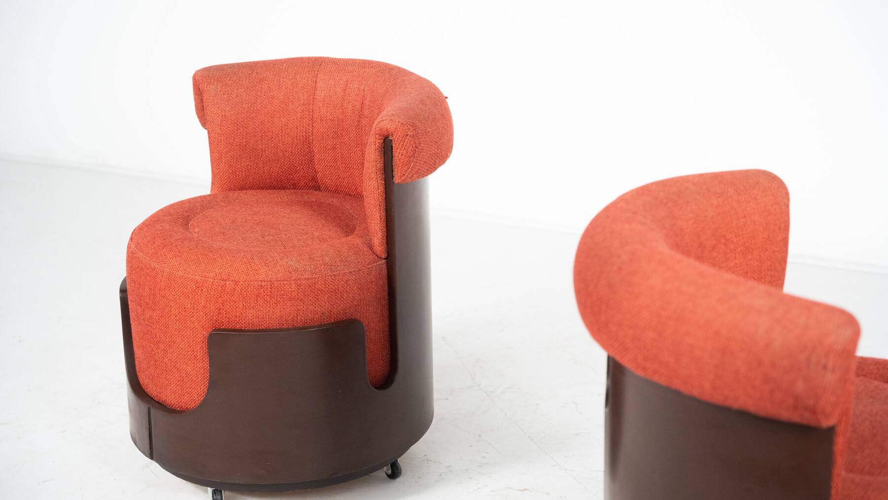 Mid-Century Modern Pair of Small Armchairs, Original fabric 