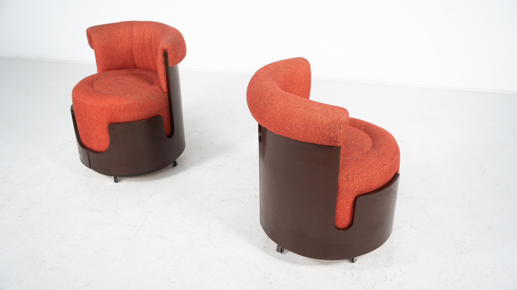 Mid-Century Modern Pair of Small Armchairs, Original fabric 