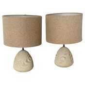 Mid-Century Modern Pair of Stone Lamps, France 