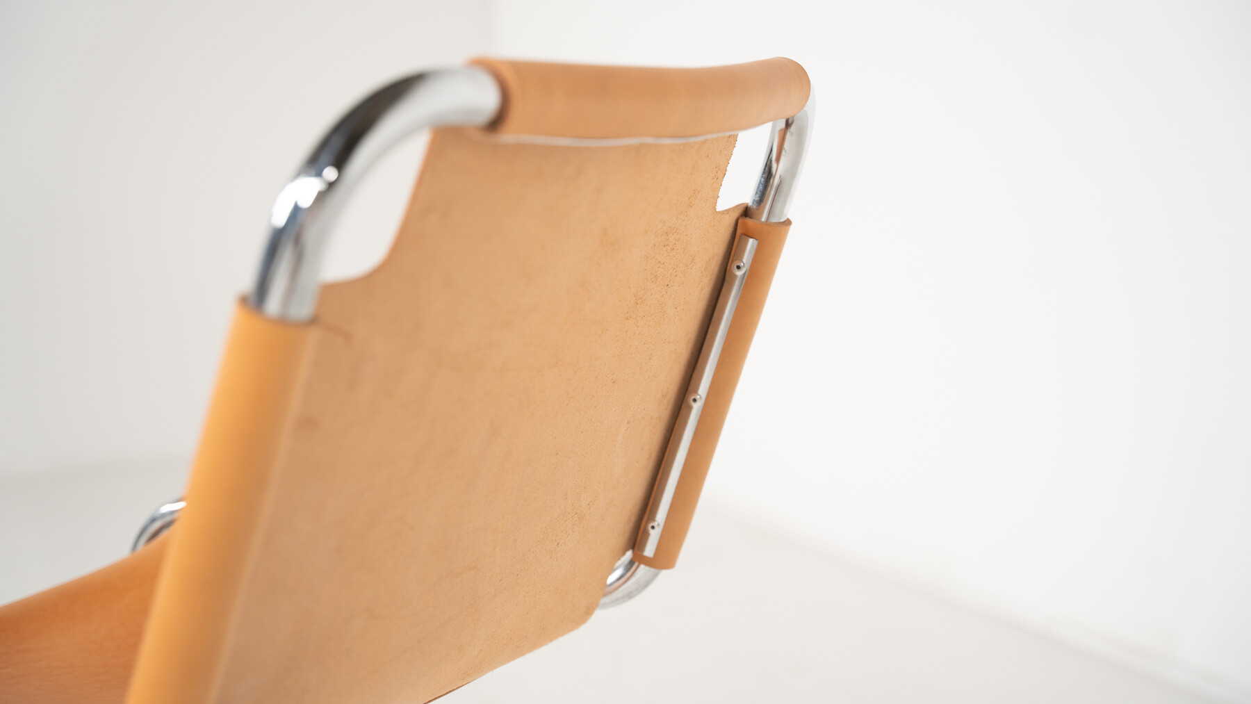 Mid-Century Modern set of 6 Armchairs, Chrome and Leather, 1970s