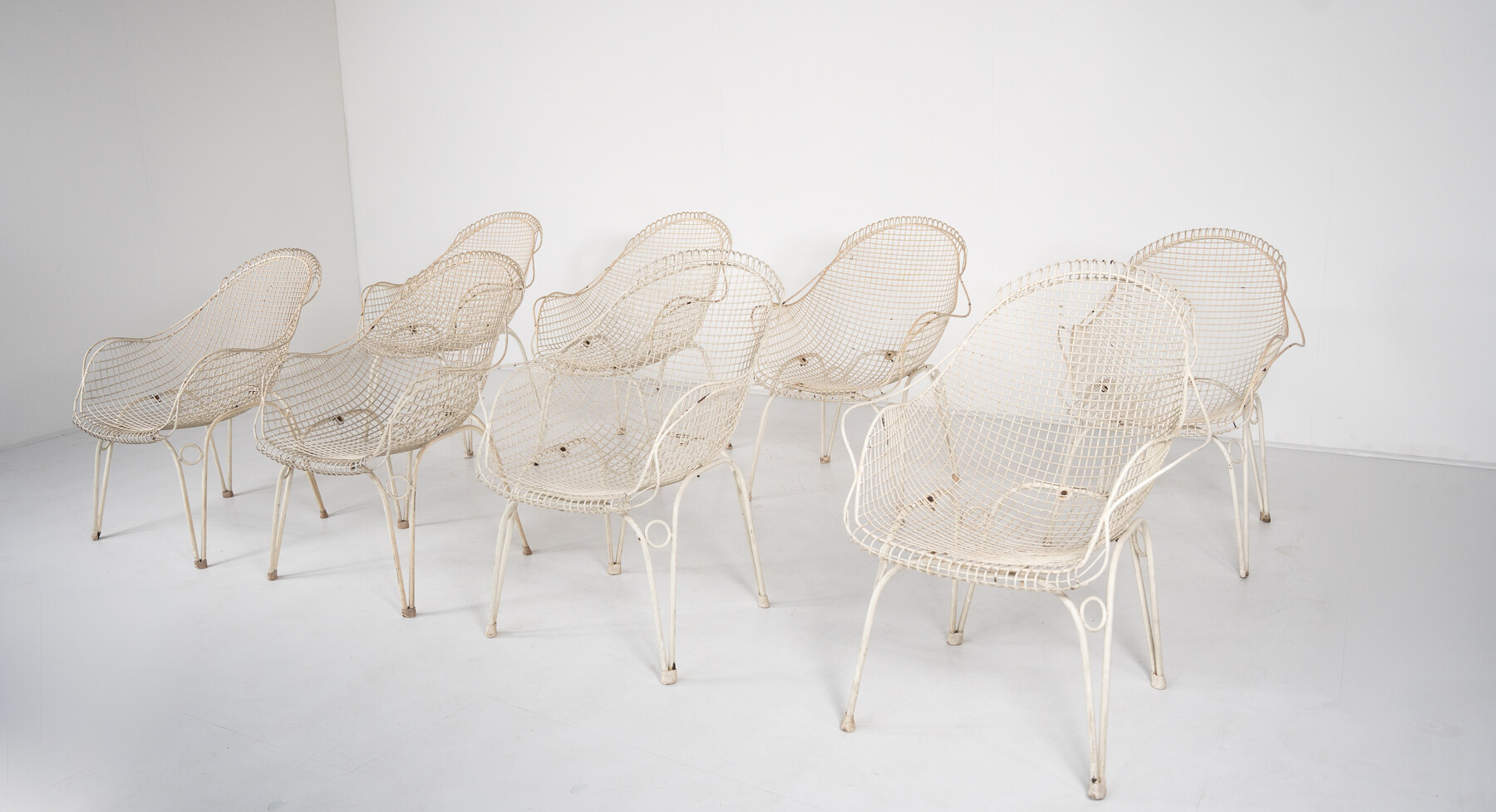 Mid-Century Modern set of 8 Garden Chairs, Italy, 1950s