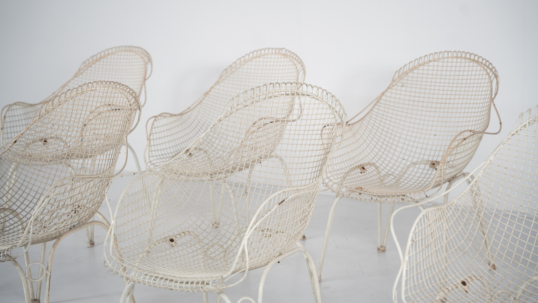 Mid-Century Modern set of 8 Garden Chairs, Italy, 1950s