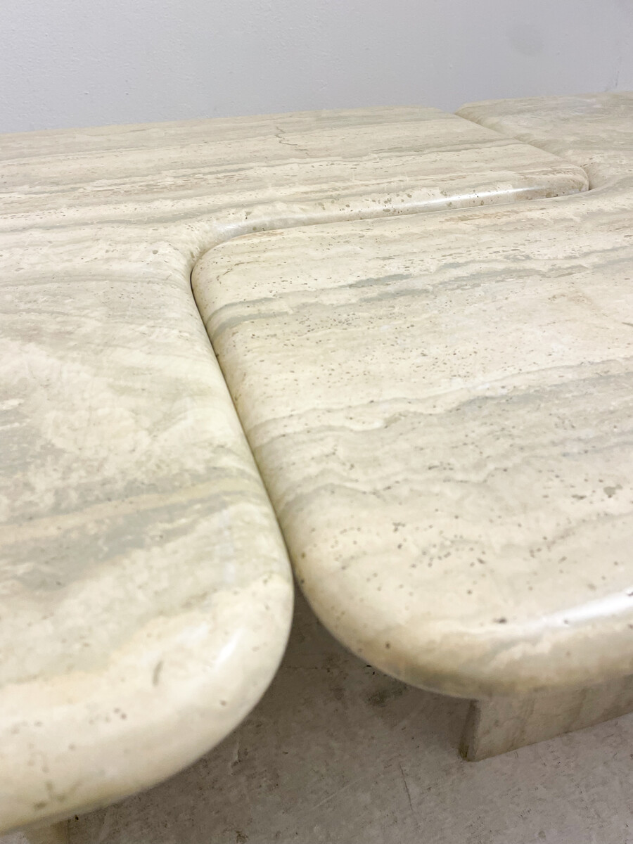 Mid-Century Modern Travertine Two-Parts Coffee Table, 1970s