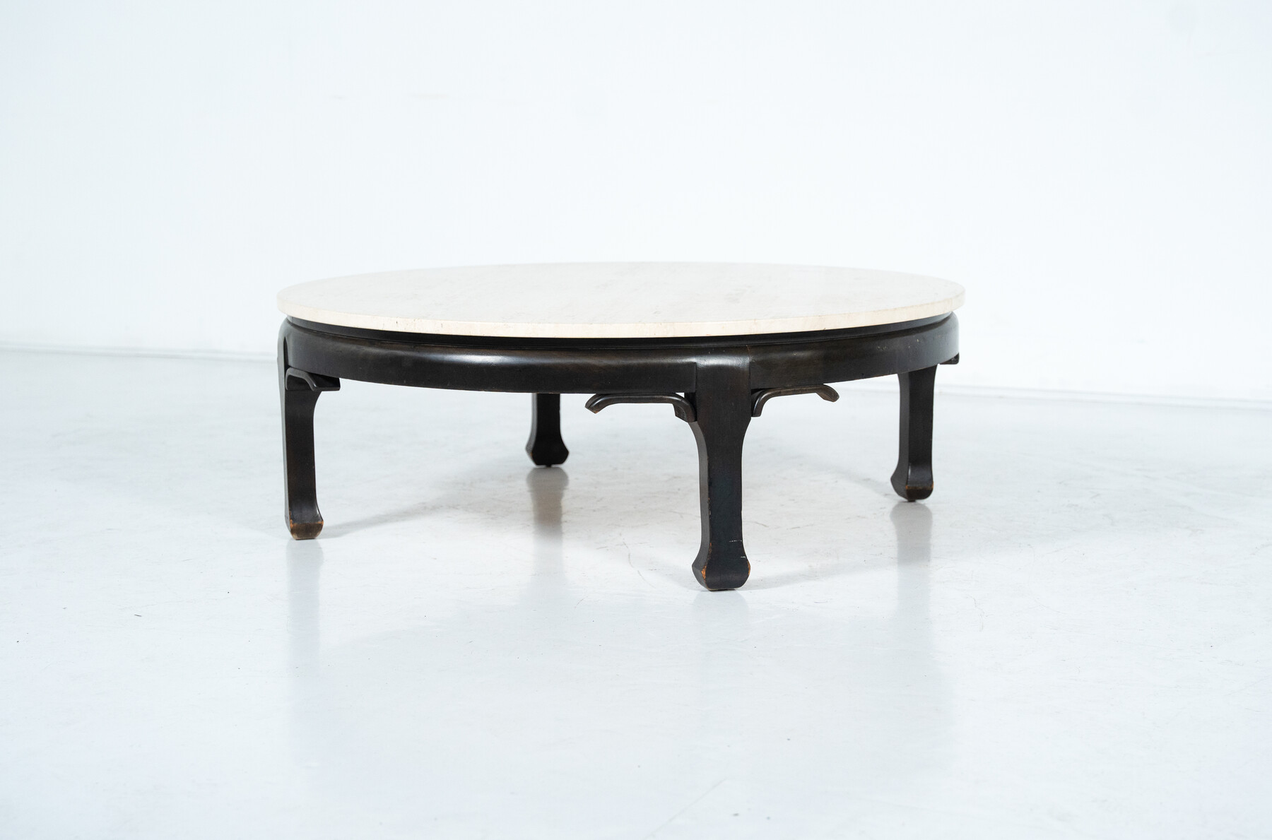 Mid-Century Modern Wood and Travertine Coffee Table, James Mont Style, 1950s