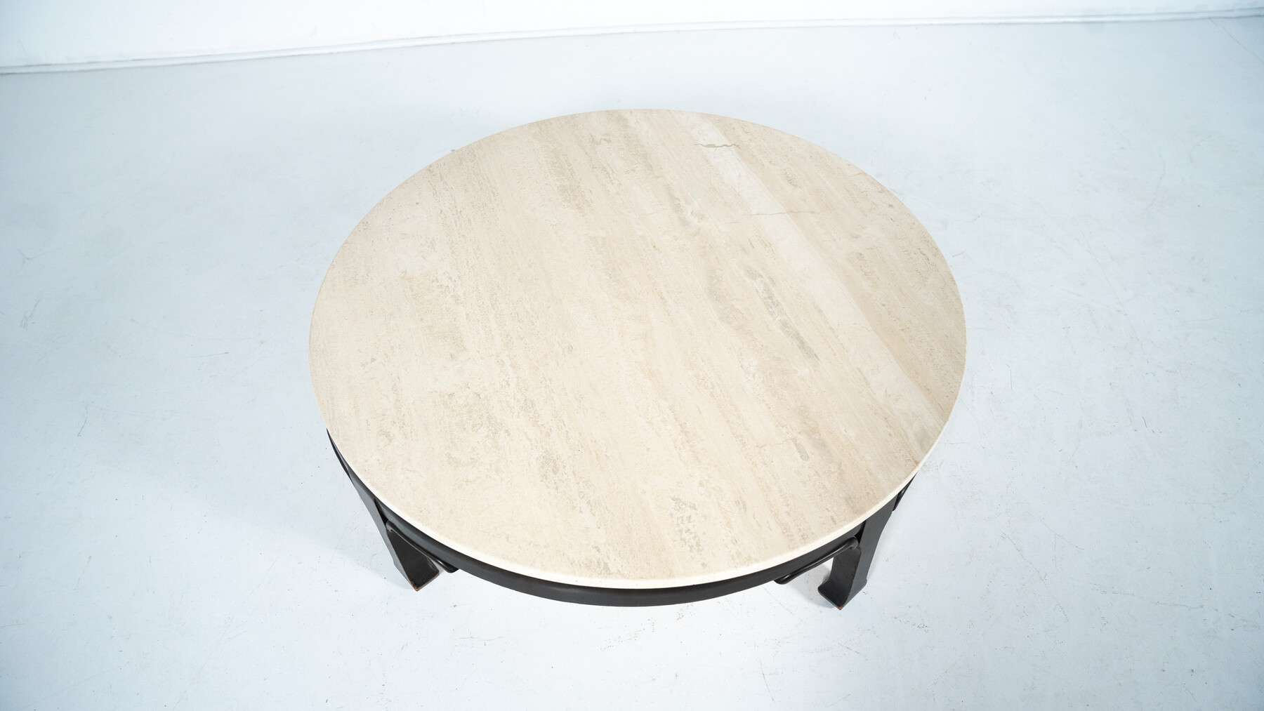 Mid-Century Modern Wood and Travertine Coffee Table, James Mont Style, 1950s