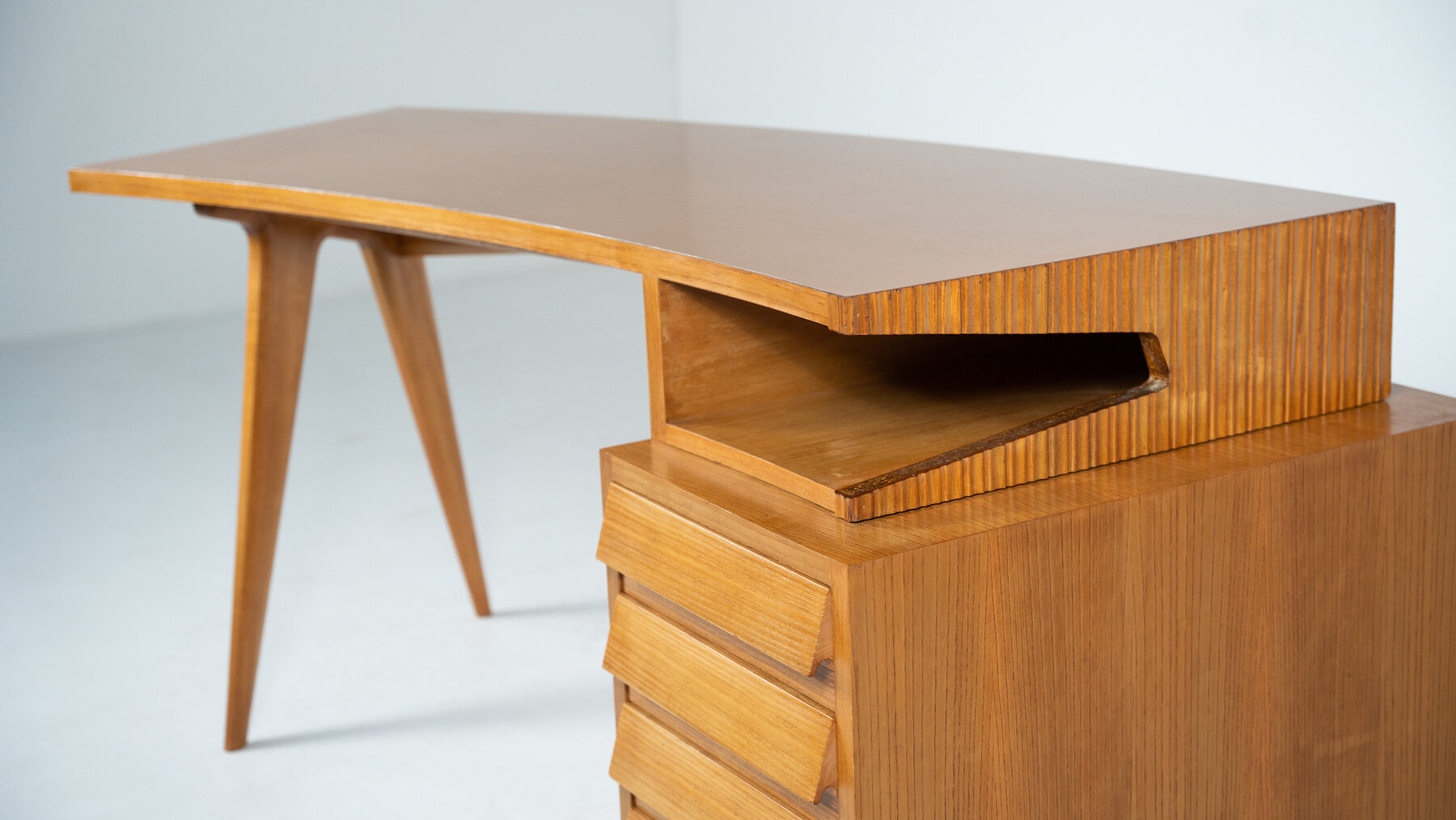 Mid-Century Modern Wooden Desk by Barovero, Italy