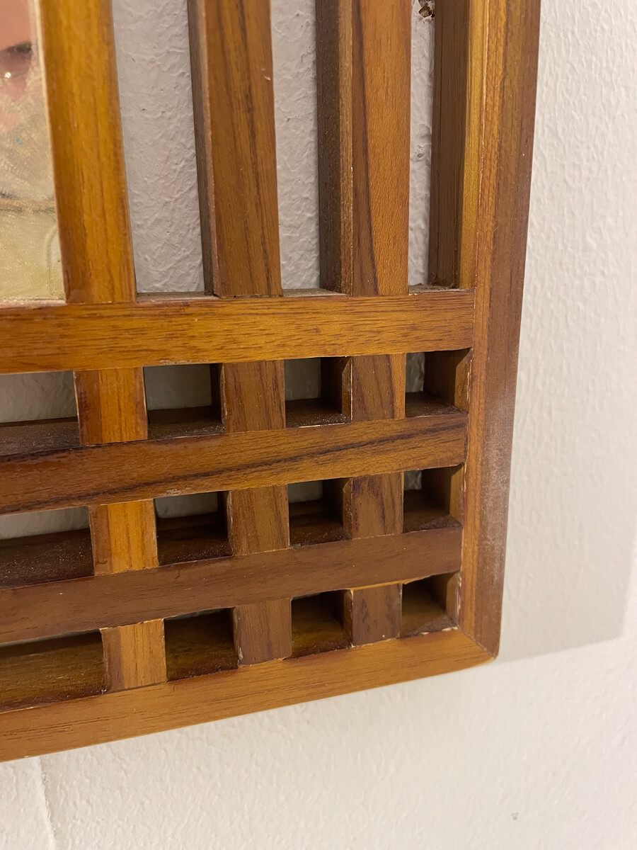 Mid-Century Modern Wooden Mirror, Sottsass Style 