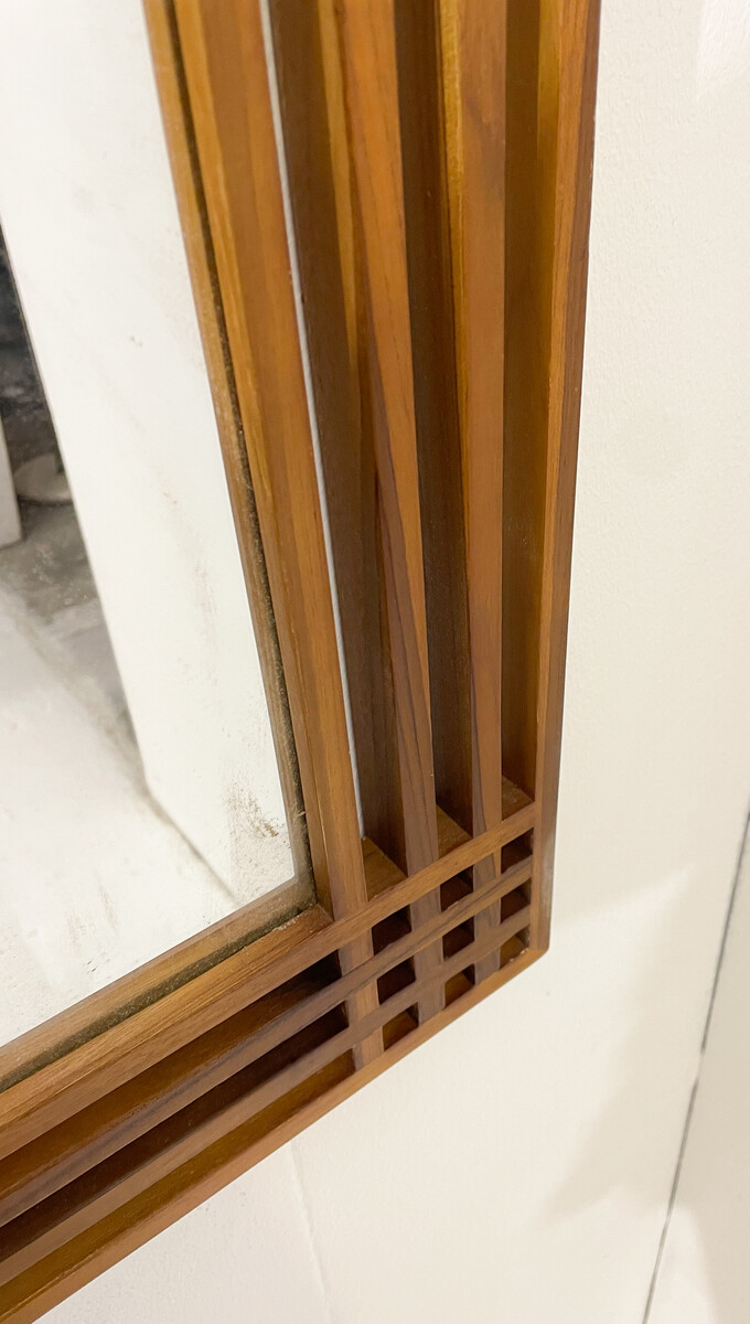 Mid-Century Modern Wooden Mirror, Sottsass Style 