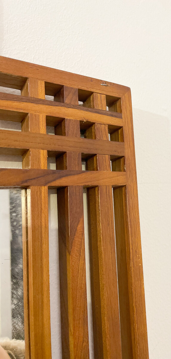 Mid-Century Modern Wooden Mirror, Sottsass Style 