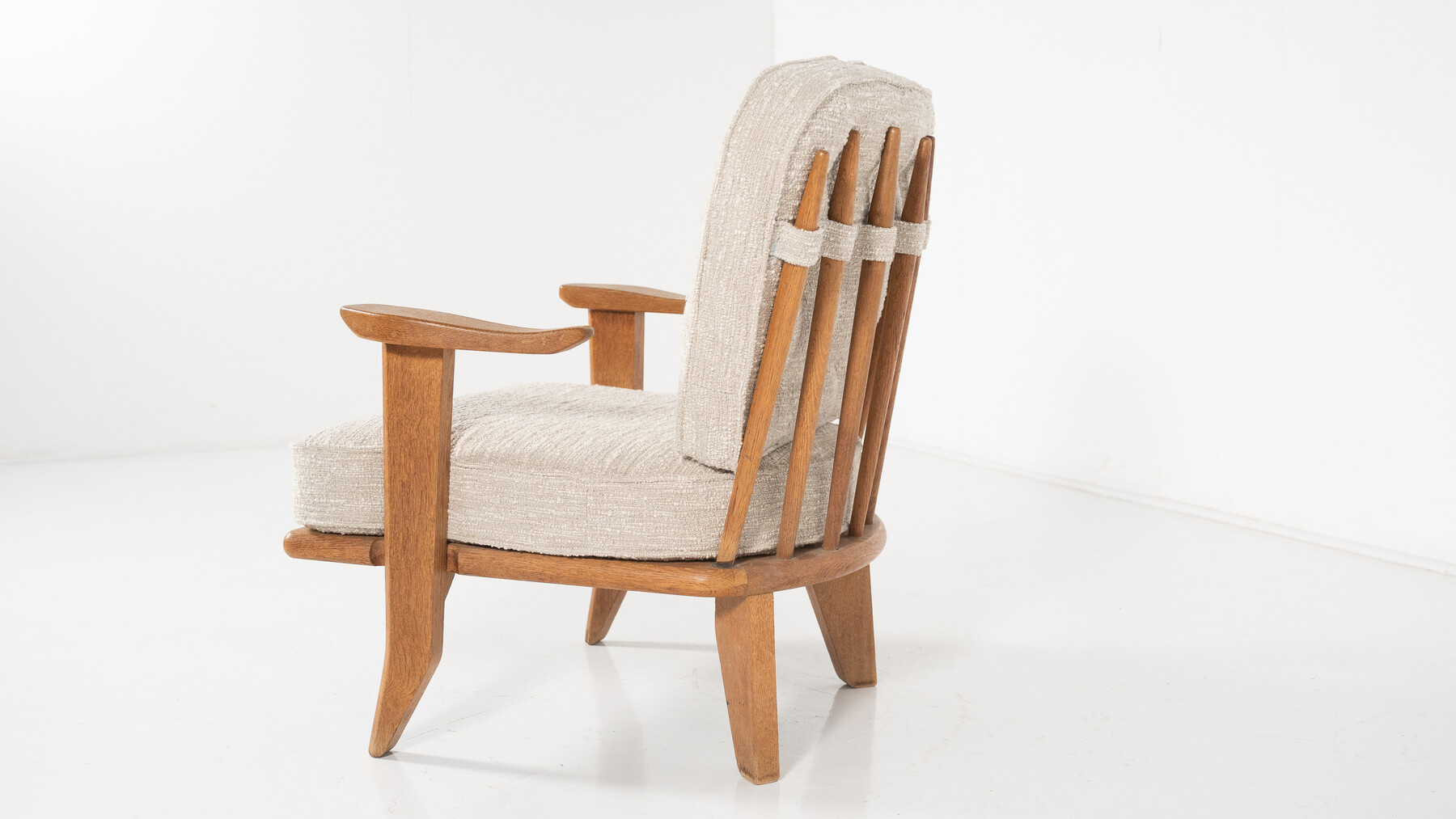  Mid-Century Pair of Wooden Armchairs by Guillerme & Chambron, France, 1960s