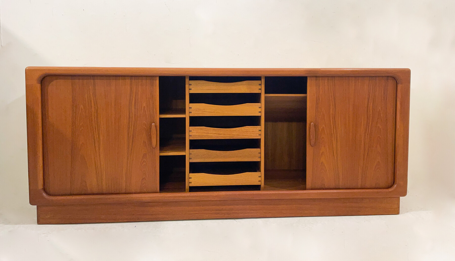 Mid-Century Sideboard with Tambour Doors, Dyrlund - Denmark - 1960s