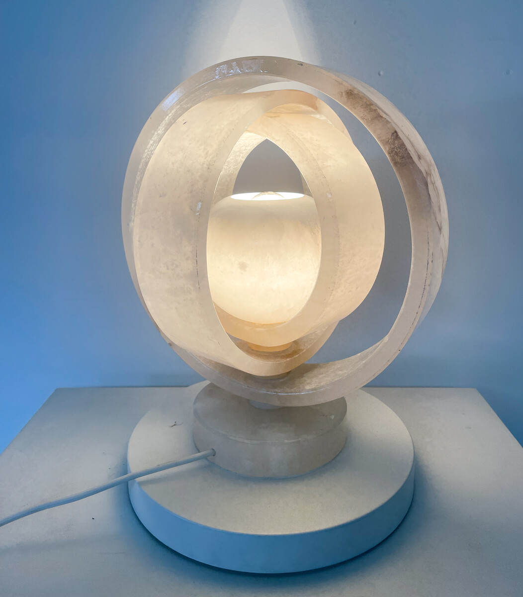 Mid-Century Spherical Alabaster Lamp, 1960s