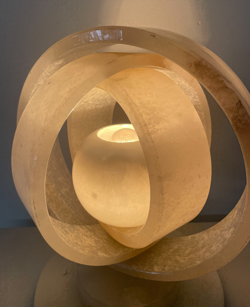 Mid-Century Spherical Alabaster Lamp, 1960s