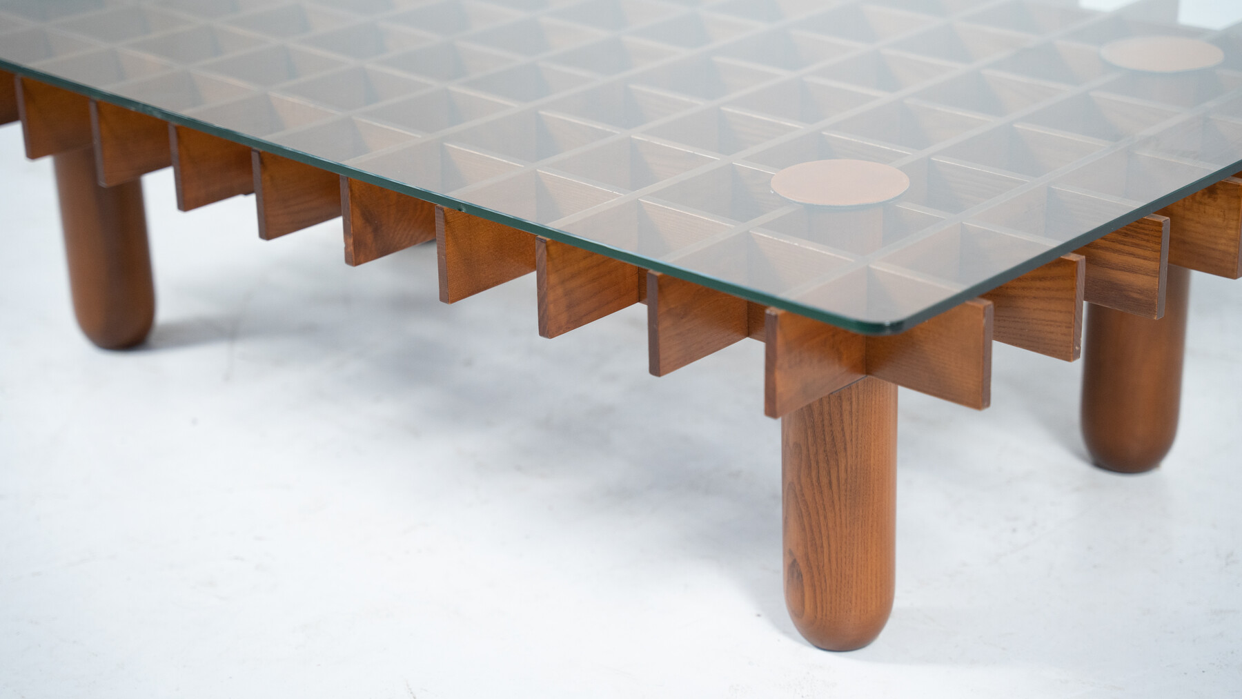 Mid-Century Wood and Glass Coffee Table in the style of Gianfranco Frattini, Italy, 1970s