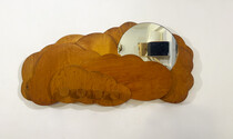 Mid-Century Wooden Cloud Shaped Mirror/ Coat Rack by Pallucco, Italy, 1970s