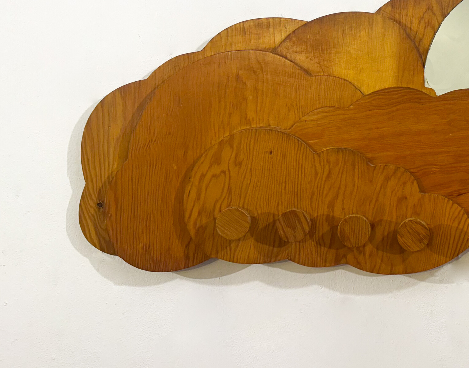 Mid-Century Wooden Cloud Shaped Mirror/ Coat Rack by Pallucco, Italy, 1970s