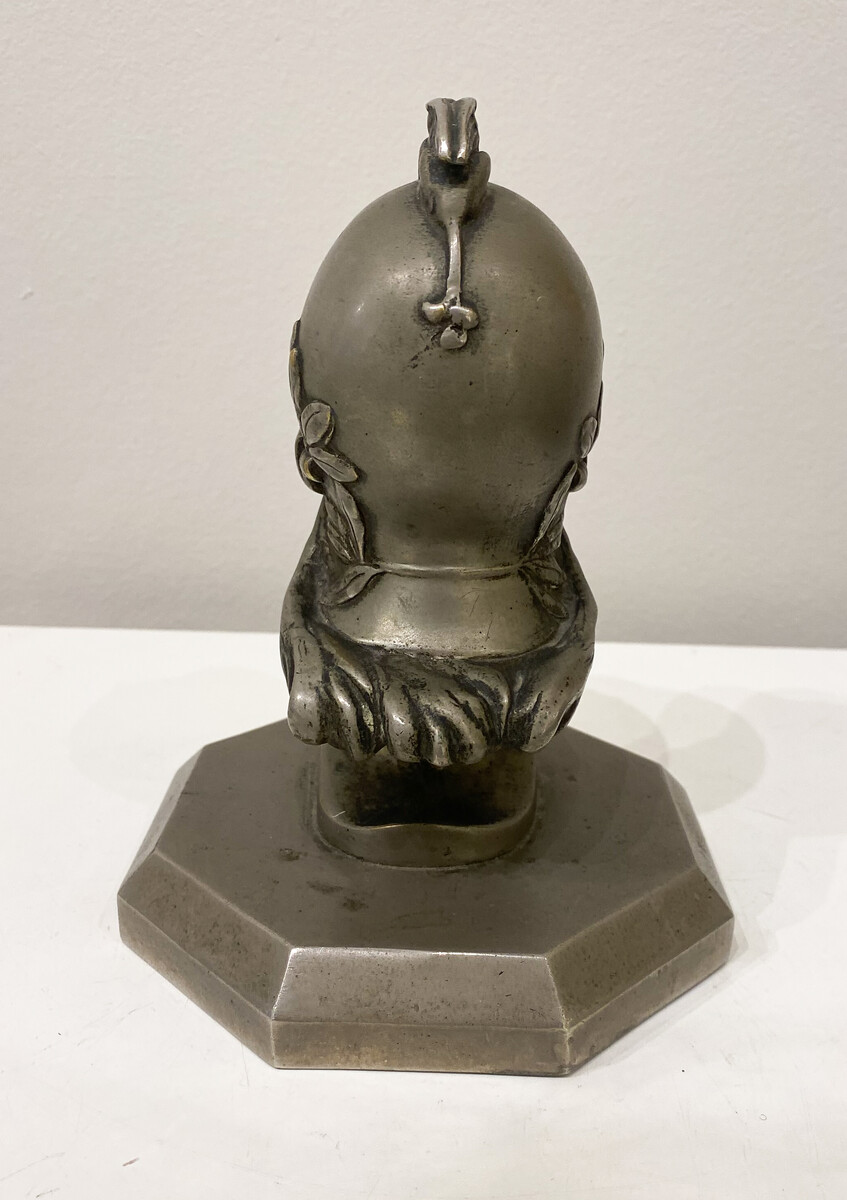 Minerva mascot in metal after Pierre de Soete, base added, 1930, Belgium