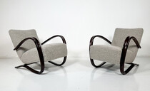 Pair of Bentwood Armchairs by Jindrich Halabala H269, Czech Republic, 1940s - New upholstery 