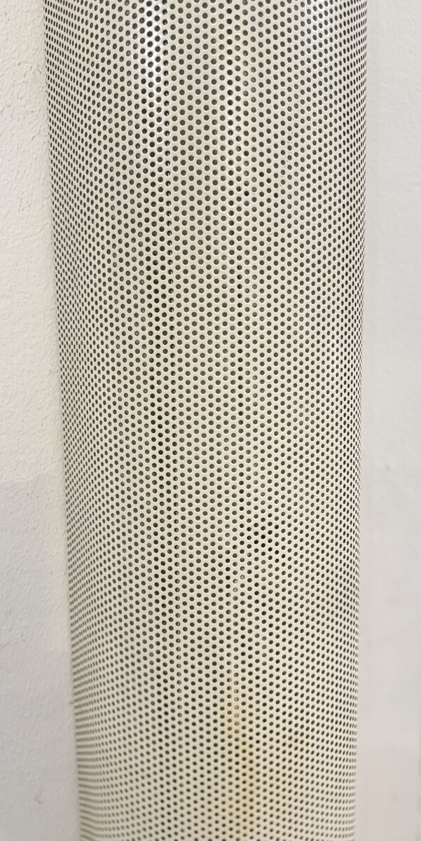 Pair of white perforated metal wall lights, 1980, France