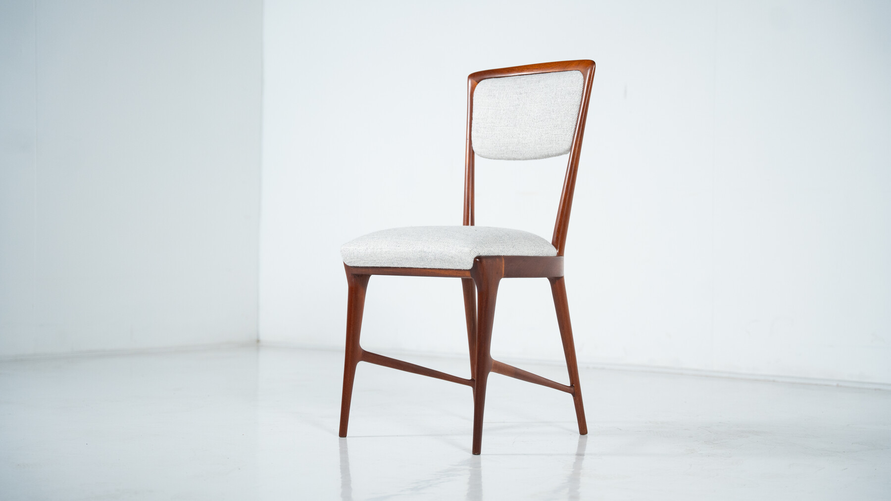 Set of 12 Chairs attributed to Ico Parisi, Wood and Fabric,Italy, 1960s