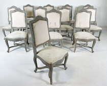 Set of 12 Chairs, Louis XV Style, Belgium