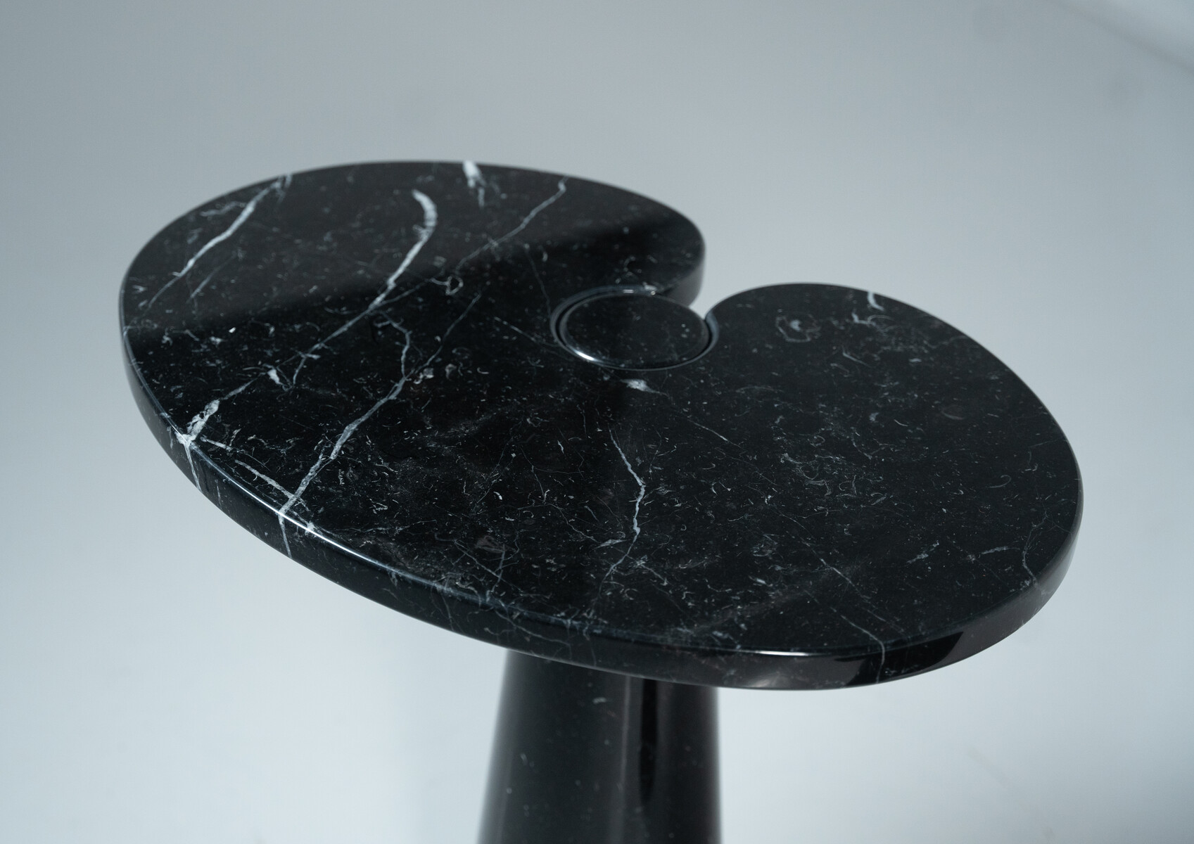 Set of 2 Black Marble Console Tables model ''Eros'' by Angelo Mangiarotti for Skipper - Italy