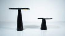 Set of 2 Black Marble Console Tables model ''Eros'' by Angelo Mangiarotti for Skipper - Italy