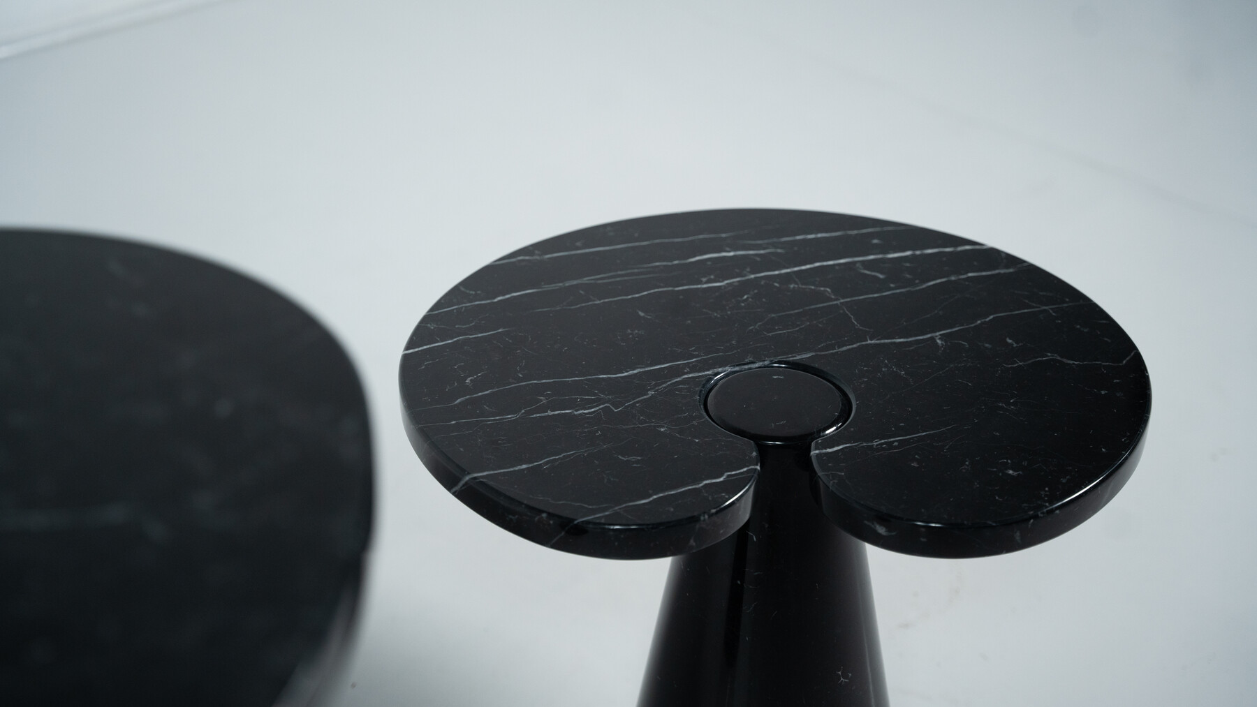 Set of 2 Black Marble Console Tables model ''Eros'' by Angelo Mangiarotti for Skipper - Italy