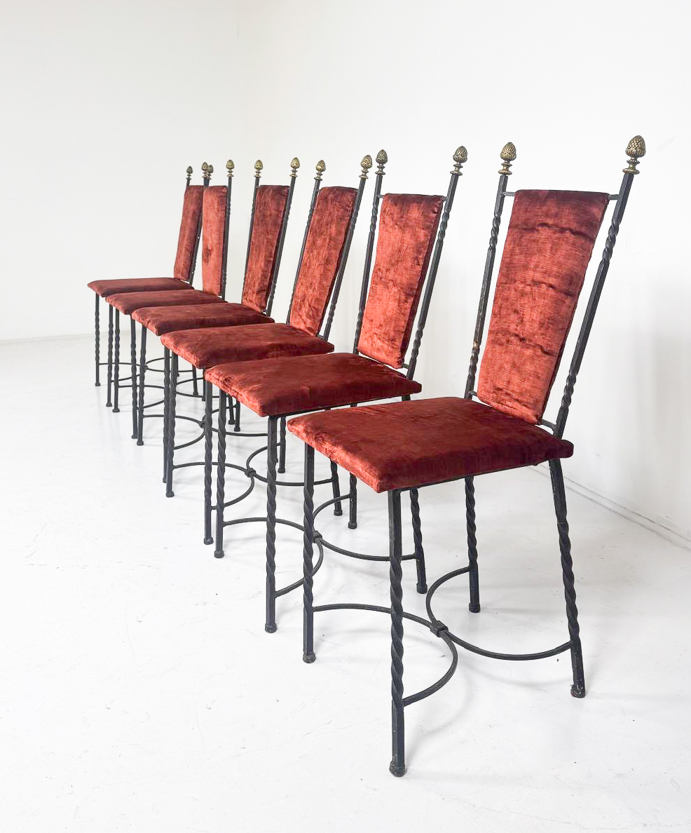 Set of 6 Iron Chairs, 1940s