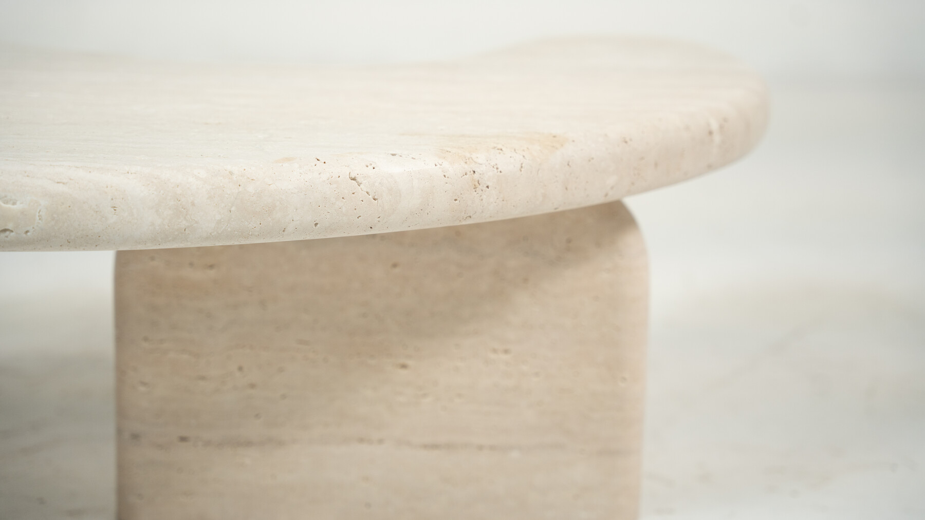 Small Bean Shaped Travertine Coffee Table, Contemporary 