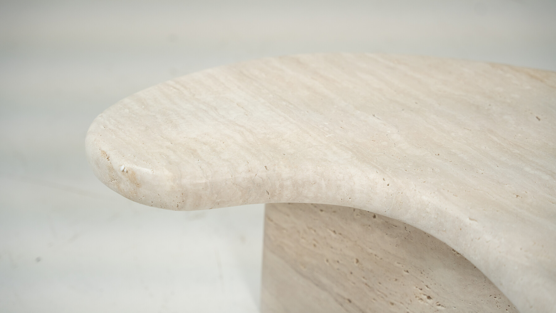 Small Bean Shaped Travertine Coffee Table, Contemporary 